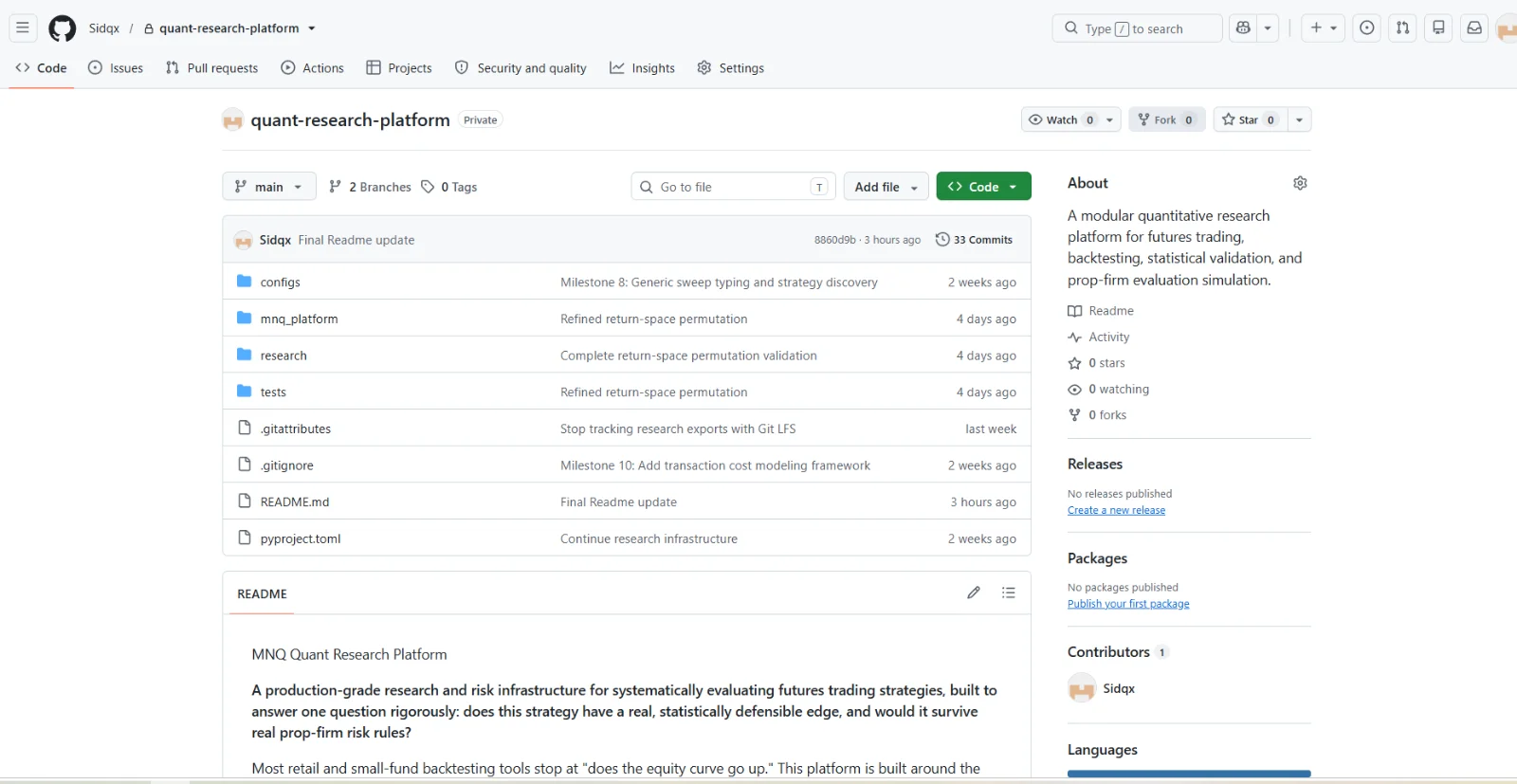 Quant Futures Research Platform